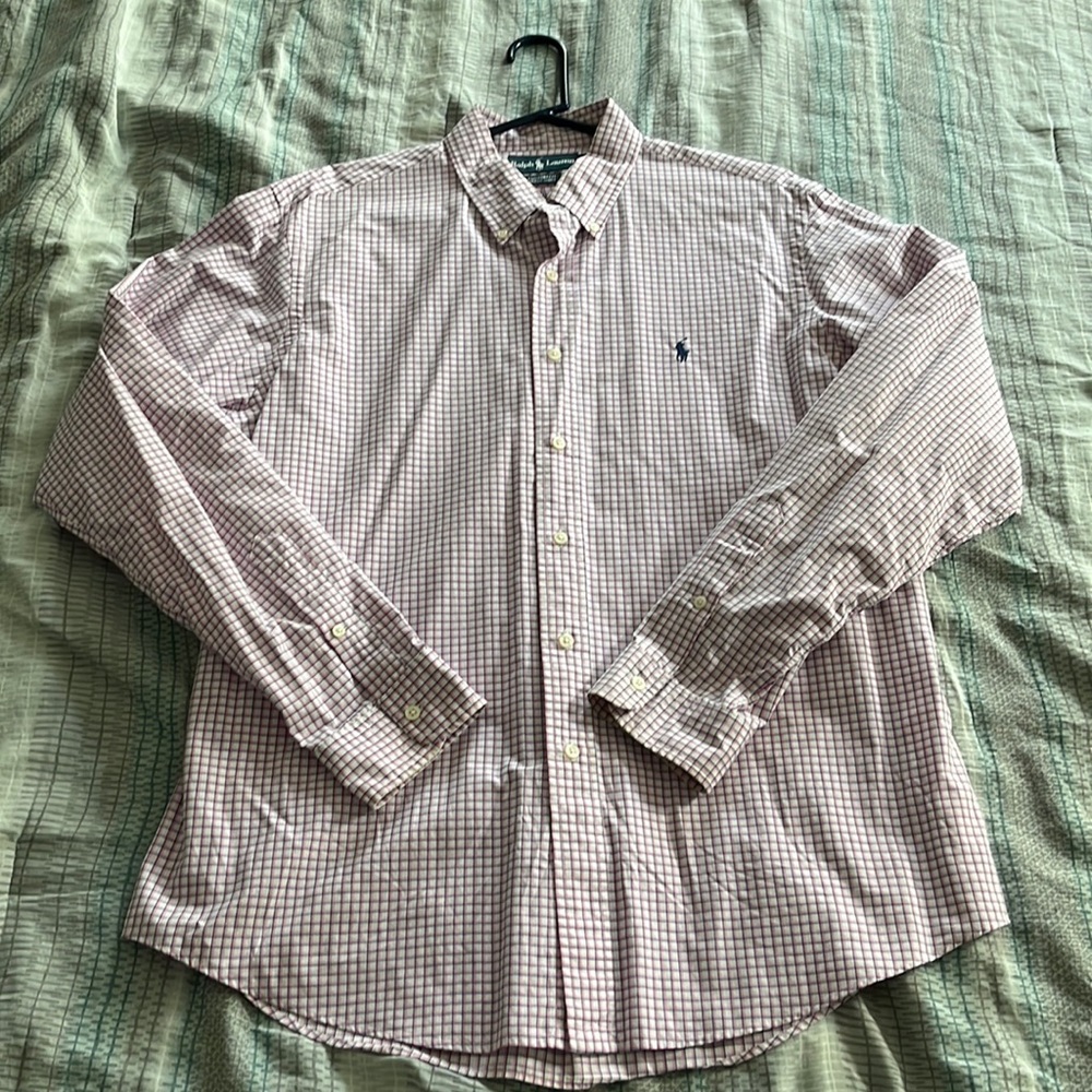 Mens Polo pink and Navy Check Shirt
